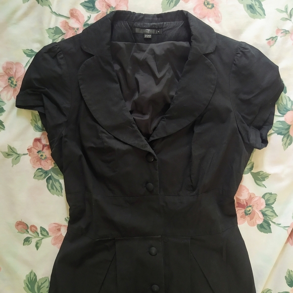 Navy Short Sleeve Button Down Dress - Picture 2 of 6